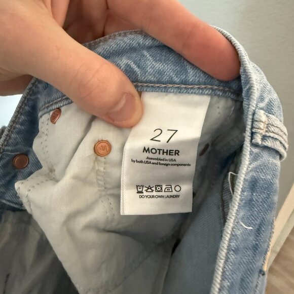 Mother The Mid Rise Rambler Zip Flood Jeans Ripped Light Wash Size 27 - Picture 5 of 7